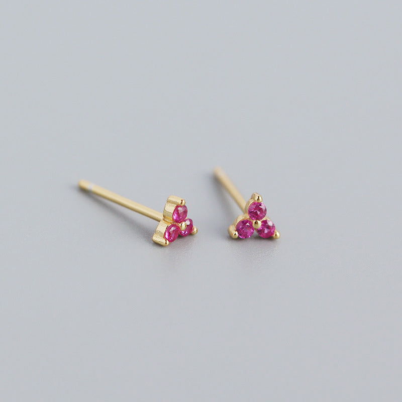 Wholesale Personalized Light Luxury Versatile Stacking Geometric Clover Diamond S925 Sterling Silver Earrings